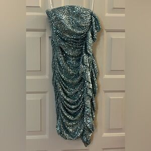 Nicole Bakti Sequin Strapless Mini Dress